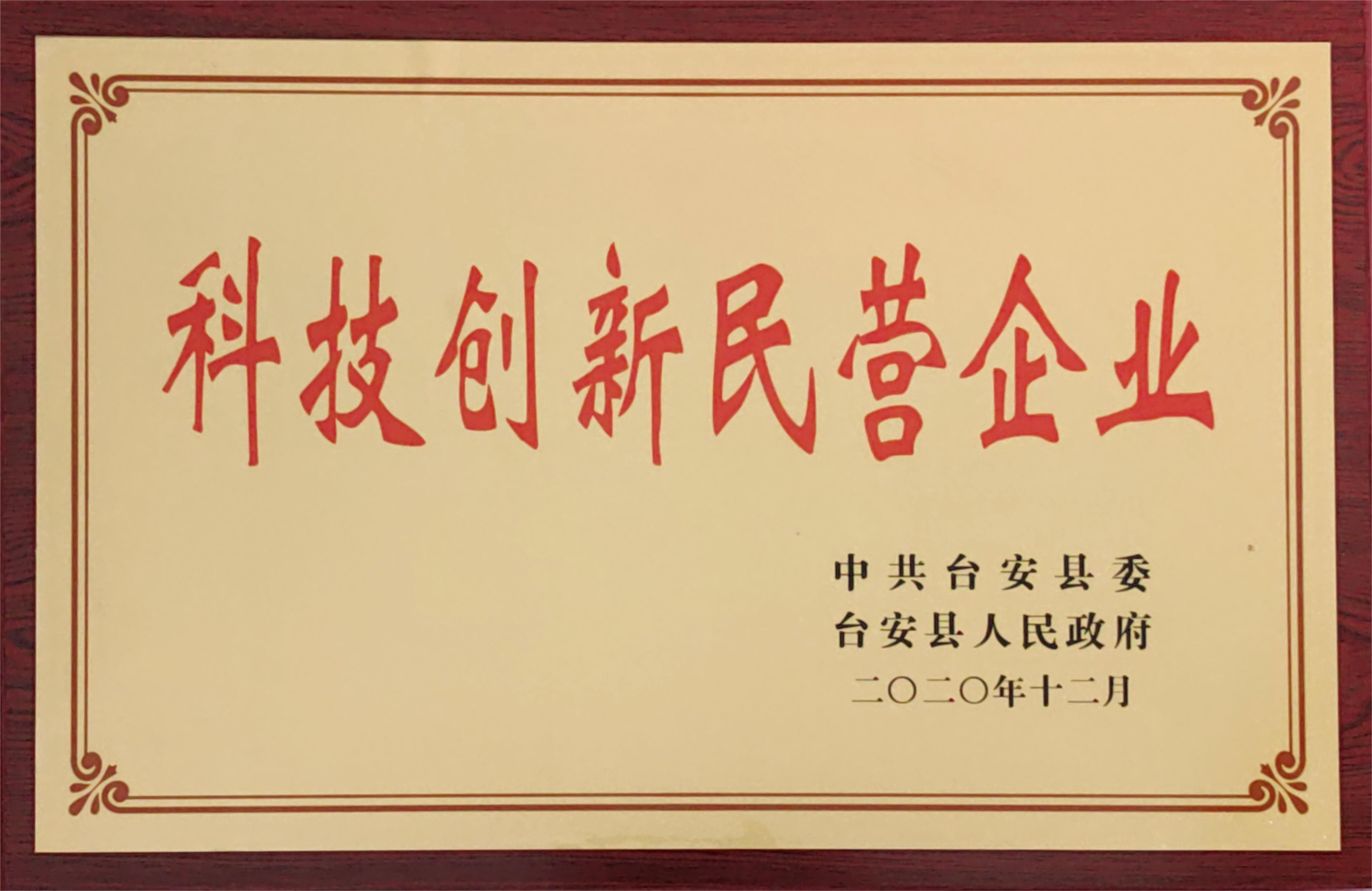 公司荣获“科技创新民营企业”称号