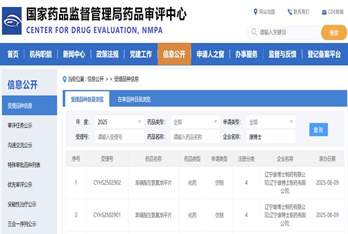 康博士「苯磺酸左氨氯地平片」注册上市许可申请获得受理